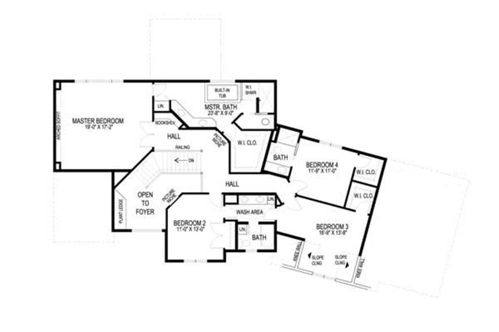 Floor Plan Second Story of Country Plan #109-1059